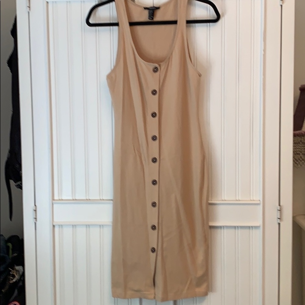 Beige button down midi dress